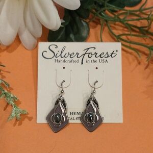 Retired Silver Forest Hematite Earrings